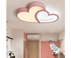 LED Deckenleuchte Kinderzimmer Lampe Dimmbar Mit Fernbedienung Deckenlampe Kreative Modern Romantisch Designer Pink Kronleuchter Herzform Acryl Deko Licht Mädchen Junge Schlafzimmer Deckenleuchten