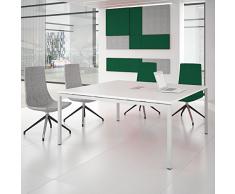 NOVA Konferenztisch 160x164cm Weiß mit ELEKTRIFIZIERUNG Besprechungstisch Tisch, Gestellfarbe:Weiß