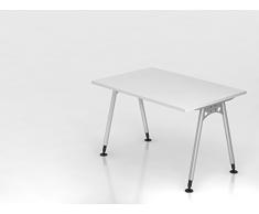 Bümö® Schreibtisch höhenverstellbar | Bürotisch in 6 Dekoren & 7 Formen | Büroschreibtisch Profiqualität (Rechteck: 120x80 cm, Weiß)