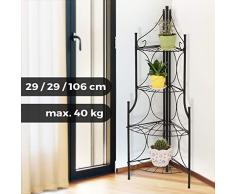 Blumentreppe mit 4 Etagen - rund, 29/29/106 cm, aus Metall, in Schwarz - Pflanzentreppe, Pflanzenregal für Ecke, Blumenständer, Blumenregal, Pflanzenständer