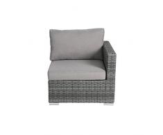 greemotion Eckbank Bari anthrazit, inklusive Auflage in Grau, Halbrundgeflecht aus Polyethylen, Rattansessel passend zur Serie Bari, Maße ca. 80 x 80 x 65 cm