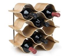 Weinregal 8 Flasche Holz Wave Weinregal Freistehend für Tischbar oder Theken Modernes minimalistisches Design Einfache Montage Süße und trockene Weine für kleine Hausbars Robust, langlebig