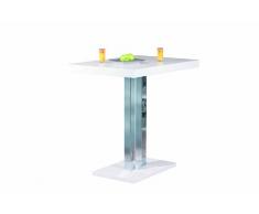 Inter Link Bartisch Stehtisch Küchentheke Säulentisch MDF Weiss Hochglanz Metall verchromt BxHxT: 120x110x80 cm