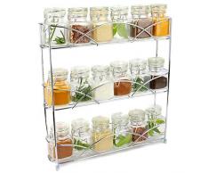 3 stufiges Kräuter & Gewürzregal| Frei stehendes rutschfestes modernes Design | Universelles Design | Kitchen & Pantry Aufbewahrungslösung | M&W Chrome