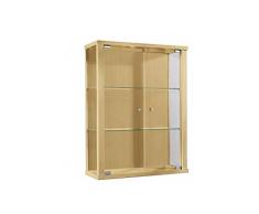 K-Möbel Glasvitrine in Buche (80x60x25 cm) mit 2 höhenverstellbaren Glasböden aus ESG; perfekt für Sammler;