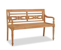 Tidyard Batavia Style Stuhl Fein geschliffenes Teakholz Massivholz Esszimmerstühle Sessel Natural für 2/3 Sitzer Braun