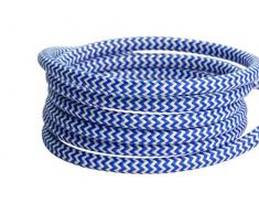 Beton Leuchte (hängend), TextilkabelBlau-Weiß (19 Farben wählbar), 7,5 x 16 cm, incl. LED (Dimmbar), Esstisch-Lampe Buchenbusch urban design