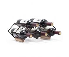 Kingrack, Weinregal, stapelbar, horizontaler Weinflaschenhalter, Metall-Kupfer-Weinhalter, freistehend, Tisch-Weinregal für 5 Flaschen, fertig montiert, einfach anzubringen
