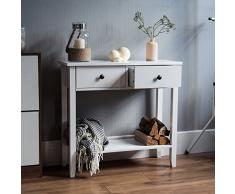 Vida Designs Windsor Ablagetisch mit Zwei Schubläden, Weiß, Hölzern, Flur, Korridor, Wohnzimmer, Schlafzimmer, Bettzimmer, Schminken, Schminktisch, Schreibtisch, Möbelstück, Möbel