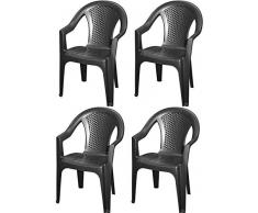 Fair-Shopping Gartenstuhl Bistro-Balkon-Stuhl Rattan-Stuhl Outdoor 4er Set Kunststoff Schwarz 0260