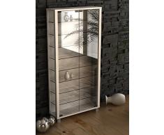 VCM Vitrine Wandvitrine Sammelvitrine Standvitrine Glasvitrine Glas Regal Schaukasten mit LED-Beleuchtung Weià Lumo Maxi