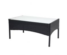 Mendler Poly-Rattan Gartentisch Halden, Beistelltisch Tisch mit Glasplatte ~ anthrazit