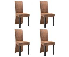 vidaXL 4X Esszimmerstuhl Küchenstuhl Hochlehner Stuhl Stühle Polsterstuhl Esszimmerstühle Sitzgruppe Lehnstuhl Stuhlset Stuhlgruppe Braun Wildleder-Optik