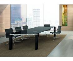 Besprechungstisch mit Glasplatte JET EVO für 8 Personen, Konferenztisch, Meetingtisch in verschiedenen Dekoren, Konferenzmöbel