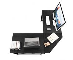 sogesfurniture Computertisch Eckschreibtisch in L-Form, großer Gaming Schreibtisch PC Tisch Winkelkombination Arbeitstisch Bürotisch, (150+150)*55 * 76 cm, Schwarz LD-Z01-BH
