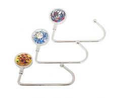 ROFLYER Handtaschenhaken für Tischbar, 3 Stück, lang, (Multi04), Small