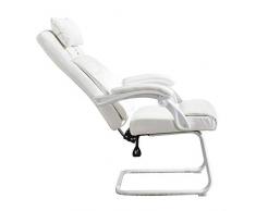 Wlnnes Weiß PU-Leder-ergonomischer Bürostuhl Reclining 90 ° -160 ° Bequeme Bürocomputer Stuhl mit Doppelrückenlehne, India Schwamm Kissen, Nicht einfach Bow Stuhl zum Einsturz