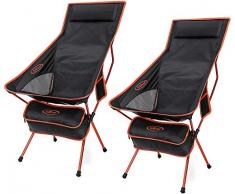G4Free Leichter Tragbarer Campingstuhl mit Hoher Rückenlehne Outdoor Faltbarer Rucksackreise-Stuhl für Sport Picknick Strand Wandern Angeln