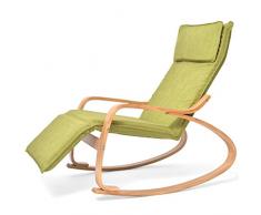 XIAOLVSHANGHANG HHCS Massivholz Schaukelstuhl Lounge Chair Office Mittagspause Stuhl Stoff Sessel Balkon Schaukelstuhl Recliner Lazy Chair Hocker & Stühle (Farbe : A)