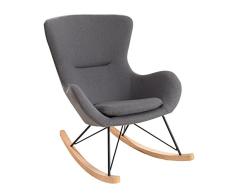 Invicta Interior Design Schaukelstuhl Scandinavia Swing Stoff dunkelgrau Schaukelsessel Sessel Stuhl Wohnzimmersessel