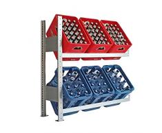 Getränkekistenregal - Regal für Getränkekisten- Getränkeregal - Kistenregal made in Germany 100 x100 cm 2 Ebenen für bis zu 6 Getränkekisten (Anbauregal)