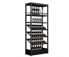 WLNKJ Weinregal Aus Metall - Weinregal Mit Großem Fassungsvermögen - Modulares Weinregal - Weinregal Mit Getränkehalter (6 Lagen, 48 Flaschen),Winerack,100cm