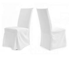 TexDeko Stuhlhussen für Stühle mit Gepolsterter Lehne Modell: Paris XL (Weiß)