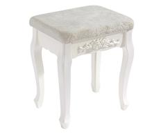 WOLTU MB6015cm Schminkhocker, Sitzhocker, Hocker Landhaus Hocker, Polsterhocker, MDF Holz, Weiß lackiert, für Schminktisch, Barock, Cremeweiß
