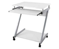VASAGLE Schreibtisch, Computertisch mit 4 Rollen, 2 Davon mit Bremsen, PC-Tisch leichtgängiger Tastaturauszug, erleichterte Montage, platzsparender PC-Tisch in Z-Form, weiß, LCD811W