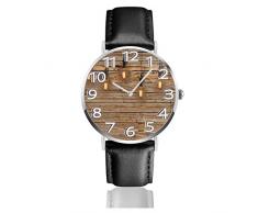 Rustikale Holzleuchten Lederuhr Unisex Fashion Armbanduhren Scratch Resist Watch Durable Wear Uhren