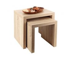 levandeo 2 Satztisch Sonoma Eiche 44x36cm Höhe: 44cm - Deutsche Herstellung Keine Montage! Fest verleimt! Couchtisch Beistelltisch Wohnzimmertische Tische 2-Satz-Tisch