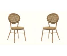 Dublino 2er-Set | Outdoor Geflechtstuhl LEA/S, Hellbraun, Wiener Geflecht Optik Gartenstuhl