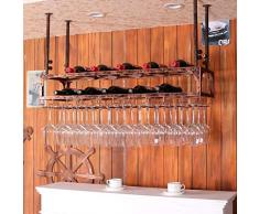 Glasbar Weinregal Flaschenregal Hängendes 2-lagiges Aufbewahrungsdisplay Standdekoration Weinregal Becherregal Auf dem Kopf stehendes Küchenweinregal (Farbe: B, Größe: 60 * 30 cm)