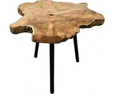Fair-Shopping Tisch Beistelltisch Teak Wohnzimmer Teakholz Holztisch Dreibein Natur Design Braun 45 x 55 cm J280