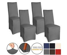 Beautissu Bankett Stuhlhussen 4er Set Leona - 45x95 cm Stretch-Stuhlbezüge lang - Elegante Bi-Elastic Hussen - ÖKO-TEX - Anthrazit