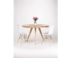 Runder Esstisch, großer Küchentisch aus massivem Eichenholz, Skandinavischer Tisch