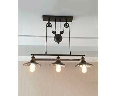 Deckenleuchter, Retro Eisen 3 Kopf Leuchter Deckenleuchte Kreatives Wohnzimmer Esstisch Tischbar Hohe Und Niedrige Einstellbare Beleuchtung, Für Studio/Büro / Schlafzimmer/Wohnzimmer