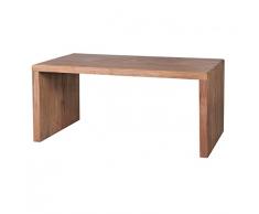 WOHNLING Schreibtisch BOHA Massiv-Holz Akazie Computertisch 160 cm breit Echtholz Design Ablage Büro-Tisch Landhaus-Stil Natur-Produkt Büro-Möbel dunkel-braun Modern Büroeinrichtung rechteckig 76 cm hoch