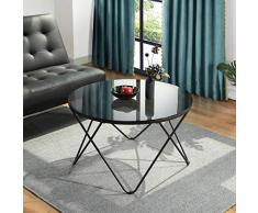 Furniture-R Couchtisch, Glas, rund, Schwarz