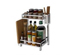 Küchenablage Spice Rack, Kitchen Shelf Packet Organizer Küchenutensilien und Schneidebretthalter for Kräuterregale, for Dose, 2 Ebenen, freistehend (Size : F)