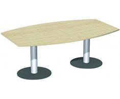Konferenztisch, fassförmig mit Tellerfüáen, BxTxH 2000x800/1200x720 mm, Plattenfarbe ahorn, Säule si