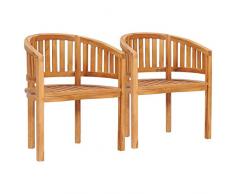 vidaXL 2X Teak Massiv Bananenstuhl Bananensessel Gartenstuhl Sessel Gartenmöbel Stuhl Gartensessel Holzstuhl Stühle Terrassenstuhl