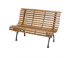 Mendler Gartenbank HWC-F97, Sitzbank Parkbank Holzbank, 3-Sitzer Gusseisen Holz 160cm 26kg ~ Hellbraun