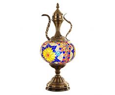 Litaotao Lampe, Türkisch, aus Glas, Mosaik, Teekanne, Schreibtischlampe, skandinavischer Stil, dekorativ, für Schlafzimmer, Wohnzimmer, Couchtisch, 39 x 16 cm, E14, A