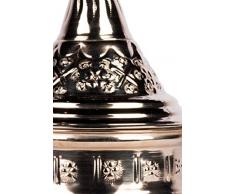 Orientalische Serviertajine Dose aus Messing Silber Kinza 20cm | Marokkanische Minzdose Tee Kaffee Dose Tajine | Vintage Vorratsdose Gewürzdose rund | Orientalische Hochzeit Dekoration auf dem Tisch