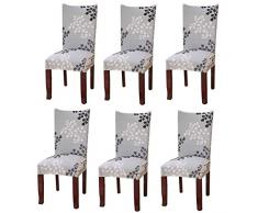 Fuloon Stuhlhussen 6er Set Universal Stretch Stuhlkissen Sessel überzug stuhlbezüge Protector Cover für Weihnachten Haus Esszimmer Moderne Hochzeit Bouquet, Hotel, Restaurant Dekor (6 Stück)
