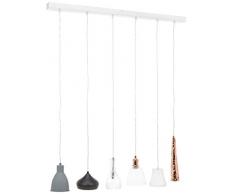 Hängeleuchte Shades Dining, grosse, moderne Pendelleuchte mit höhenverstellbaren Kabeln, Design Esszimmerlampen, grau-schwarz-weiß-kupfer (H/B/T) 138x110x16,5cm