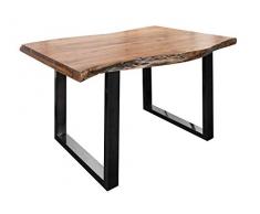 MASSIVMOEBEL24.DE Baumtisch Akazie 140x90x79 Natur lackiert/U-Beine anthrazit glänzend Freeform 5