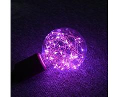 G95 Vintage Edison Glühbirne,KINGCOO E27 180LM Antike LED Leuchtmittel Birne Kupferdraht Globus Dekorative String Lichterkette Lampe für Weihnachten Home Party Hochzeit Bars (Rosa)