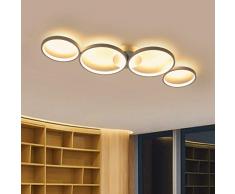 GBLY LED Deckenlampe Modern 4 Flammig in Ringoptik 3000k Warmweiß Deckenleuchte Rund 37W Innen Wohnzimmerlampe aus Aluminium für Schlafzimmer Wohnzimmer Flur Büro Arbeitszimmer, 89cm